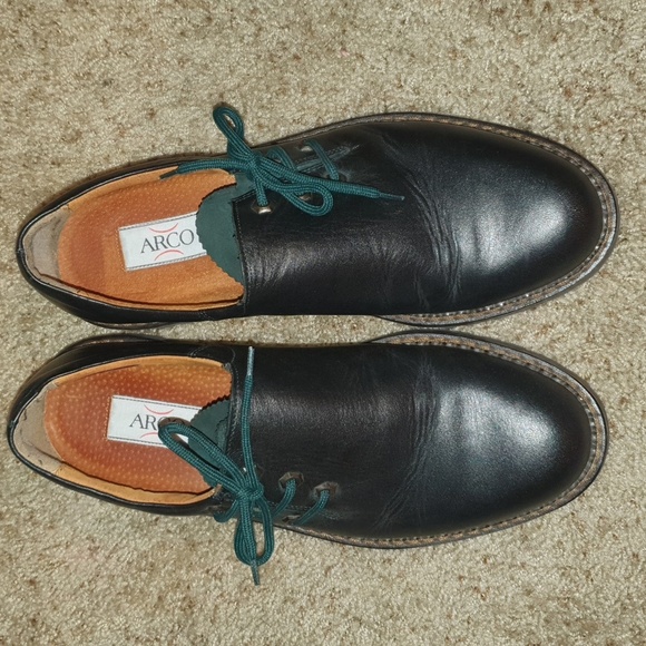 Vtg Men\'s ARCO Echt Leder Black Leather Stitch Lace Up Oxford sz 43 main image 9